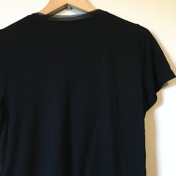Olsen Europe Beadwork and Sequin Feather Print Black Tee - Picture 6 of 16